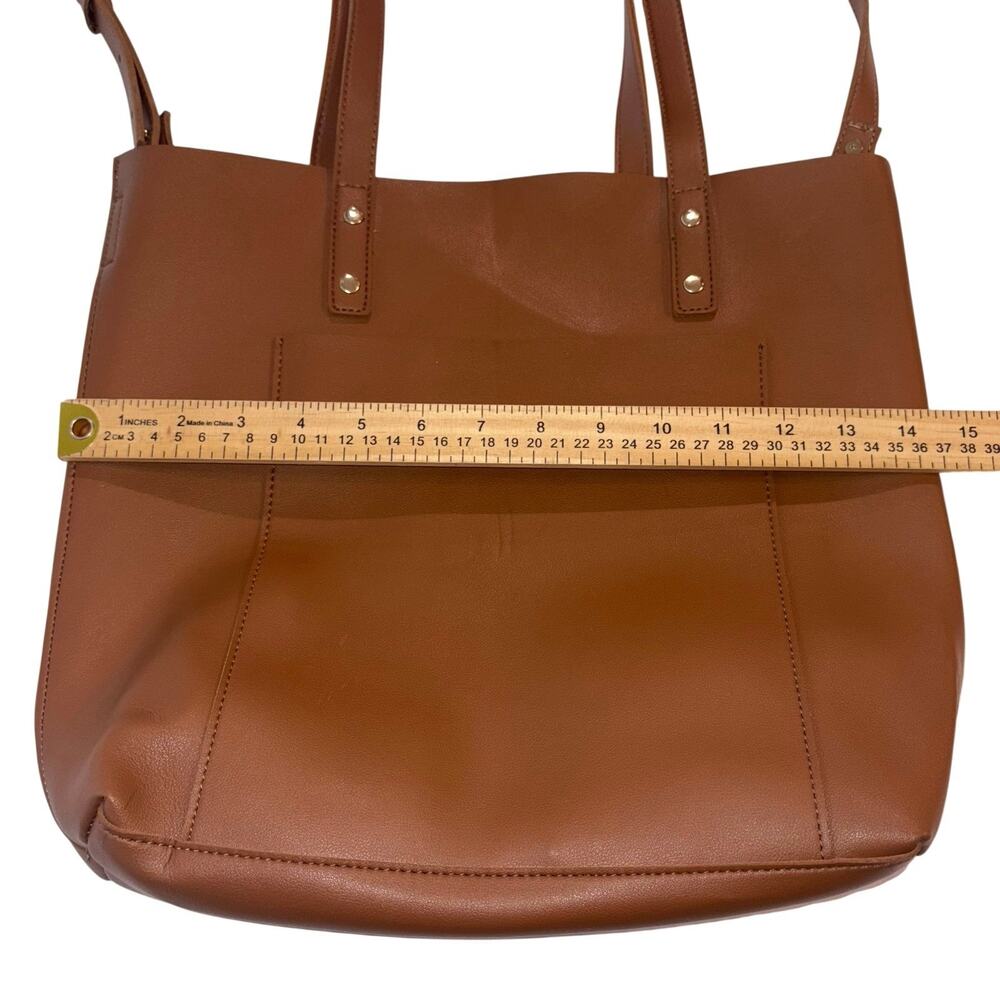 Henny + Lev Vegan Leather 2-in-1 Everyday Tote - Cognac Camel - Picture 5 of 10